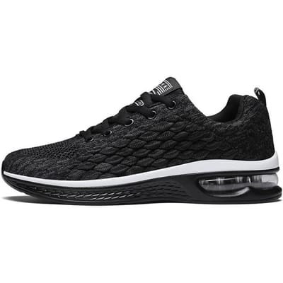 Chaussures de course professionnelles à coussin d'air pour hommes, baskets légères en maille à lacets pour hommes, chaussures de sport de plein air et de tennis 45 noir