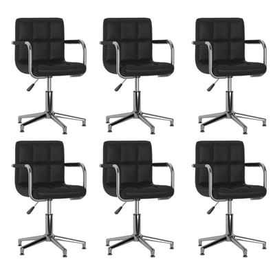 vidaXL Eetkamerstoelen draaibaar 6 st kunstleer zwart
