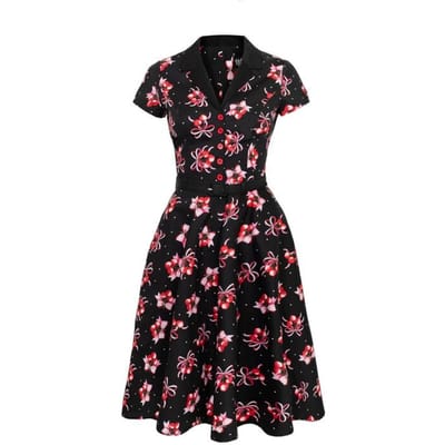 Hell Bunny - Rockabilly Midi-jurk - Cherilyn Dress - XS tot L - voor Vrouwen - zwart