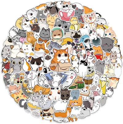 100 stuks grappige kat stickers set waterdichte schattige esthetische plakboek stickers voor laptop doe-het-zelf skateboard koffer dagboek - Kat Thema Decoratieve Stickers