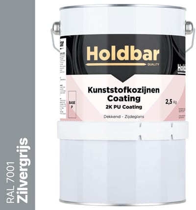 Holdbar Kunststofkozijnen Coating Zilvergrijs (RAL 7001) 2,5 Kg - Kunststof Kozijnen Schilderen - Hecht direct op kunststof - 100% UV-bestendig - kunststof kozijnen verven