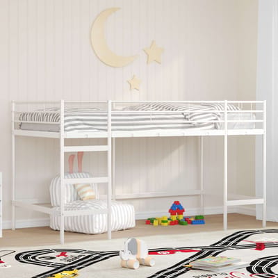 vidaXL - Kids'loftbedframe - Effen - Wit - 90 - x - 200 - cm - Staal