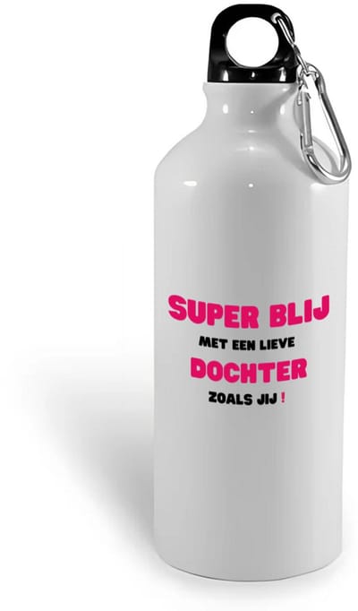 Hacebo® - super blij met een lieve dochter zoals jij waterfles - Dochter - de liefste dochter - verjaardag - cadeautje voor dochter - dochter artikelen - kado - geschenk - water fles - 400ML