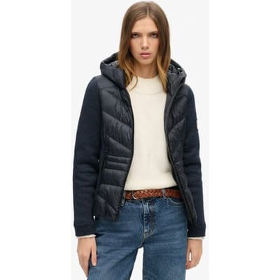 Superdry Gebreide Hybrid Storm jas met Capuchon Blauw Grootte: 42