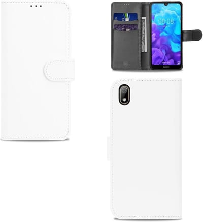 Huawei Y5 (2019) Hoesje Wit met Pasjeshouder