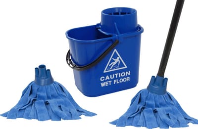 MAUS dweil mopset - 15 liter blauw - Dweilsysteem - 2 microvezel dweilen - Reinig duurzaam - EU product