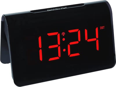 Digitale wekker met grote LED cijfers en snooze-functie - Zendergestuurd, strakke zwarte en rode design