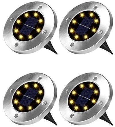 Op zonne-energie werkende inbouwlampen - solar tuinverlichting - solar buitenlamp - Solar grondlampen - Buitenverlichting voor gazon - Tuingrondlampen - Roestvrij staal - Zwart