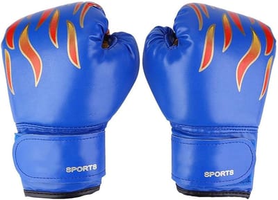 Kinder Boks Handschoenen – PU Leer – Met Vlam Print – Verstelbare Klittenband – Voor Training – Geschikt 3-12 Jaar – 1 Paar