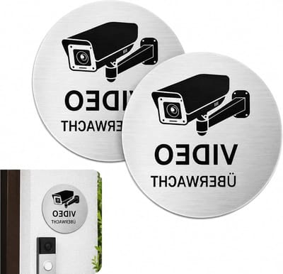 Bewakingsborden - Waarschuwingsstickers - Veiligheid Verhoging - Zelfklevend Aluminium - 10 cm Rond - Zilver