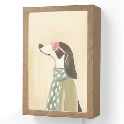 Wandlamp 20x30 cm - Oplaadbaar - Hond - Zonnebril - Sjaal - Wandlampen binnen woonkamer - Slaapkamer lamp met kabel - Decoratieve nachtlamp - Vloerlamp snoer