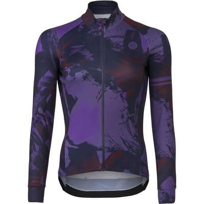 AGU Flower - Fietsshirt Lange Mouwen - Wielrenshirt - Dames - Paars - Sneldrogend Polyester - YKK Rits - Siliconen Gripper - 4 Achterzakken - XS