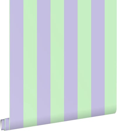 ESTAhome behang strepen paars en groen - 0.53 x 10.05 m - 131573