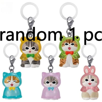 Mofusand Chat Requin Imperméable Série Design Boîte Aveugle Kawaii Mini Figurine d'Action Porte-clés Pendentif Sac à Dos Cadeaux Surprise gray