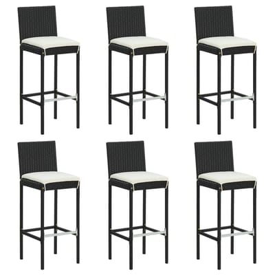 vidaXL - Barkrukken - 6 - st - met - kussens - poly - rattan - zwart