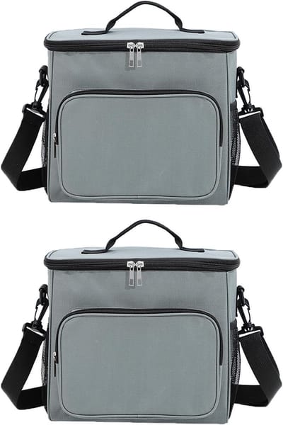 Set Koeltassen - Geïsoleerde Lunchbox - Picknick en Werk - Duurzaam Oxford Weefsel - 10 Liter Capaciteit - Grijs