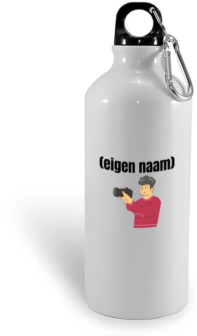 Hacebo® - fotograaf man grijs haar met eigen naam waterfles - Fotograaf - fotografen - leuk cadeau voor iemand die houd van foto's maken - cadeau - kado - water fles - 400ML