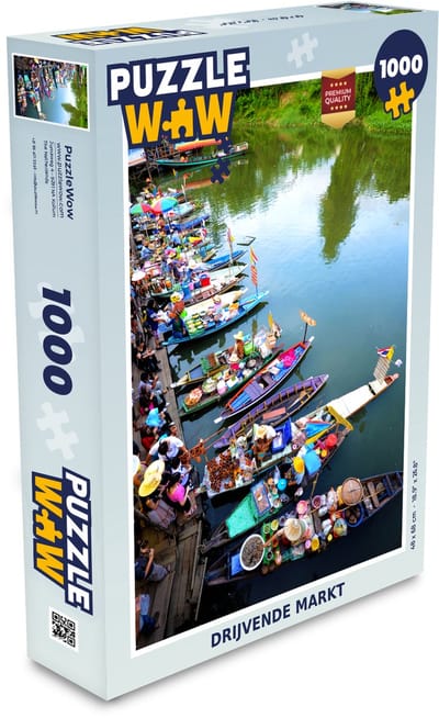 Puzzel Drijvende markt in Thailand met gekleurde boten - Legpuzzel - Puzzel 1000 stukjes volwassenen