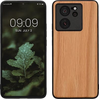 kwmobile telefoonhoesje geschikt voor Xiaomi 13T / 13T Pro - Hoesje met bumper in lichtbruin / bruin - Backcover - hout