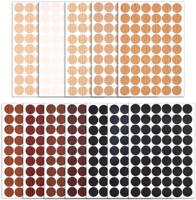 Dailygoods- Schroefdeksel 648 Stuks - Zelfklevende PVC Stickers - Ronde Doppen - 12 Kleuren - 2,1cm Diameter - 21x14,5cm Vel - Meubelstickers