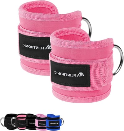 Verstelbare Neopreen Anklets voor de Sportschool, Dubbele RVS D-Ring, Ideaal voor Spiertraining en Fitness voor Mannen en Vrouwen in Roze