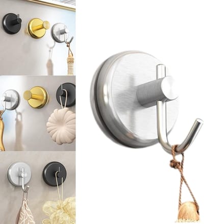 Haakjes met zuignap voor douche, badkamer, keuken en tegels - Gebogen haak, waterdicht en roestvrij voor het ophangen van handdoeken, badjassen en accessoires - Enkelvoudig gebruik