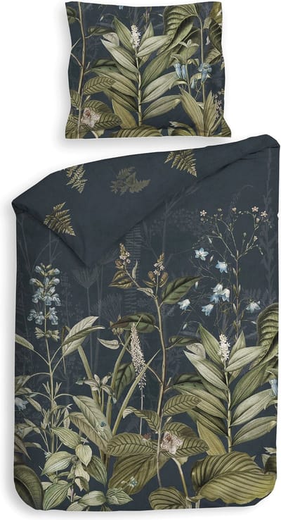 Heckettlane Holly Dekbedovertrek - Eenpersoons - Katoensatijn - 140x200-220cm - Blauw