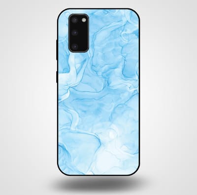Smartphonica Telefoonhoesje voor Samsung Galaxy S20 Plus met marmer opdruk - TPU backcover case marble design - Lichtblauw geschikt voor Samsung Galaxy S20 Plus