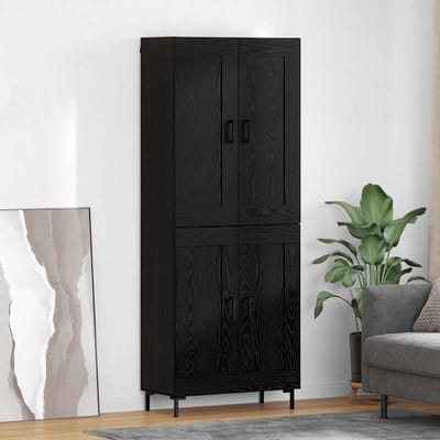 vidaXL - Highboard - 2 - st - Zwart - Eiken - 69,5 - x - 34 - x - 180 - cm - Bewerkt - hout