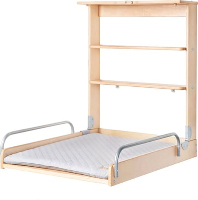 roba Baby 'roba Style' Opvouwbare Wandplank met Aankleedkussen - Natuurlijk Hout / grijs