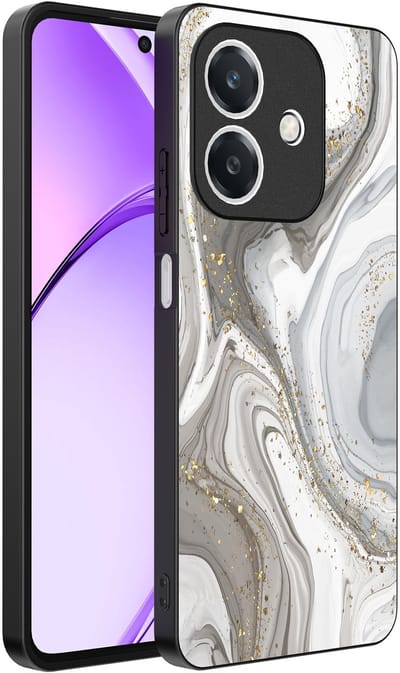 Smartphonica Telefoonhoesje Geschikt voor Oppo A3 - A3X met marmer opdruk - TPU backcover case marble design - Zilver geschikt voor Oppo A3;Oppo A3X