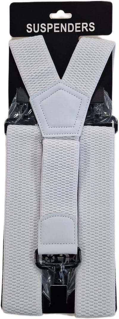 Bretels | Kleur: Wit | Bretels Heren Volwassenen | Stevige Musketon Haak | 3 Sterke Haken | One Size Fits All