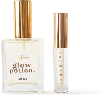 HG AESTHETICS Hydrating Glow Duo – Glow Potion Multifunctionele Dry Oil 50 ml + HeyHoney Lip Plumping & Voedend Serum 10 ml – Honingverzorging voor Gezicht, Lichaam, Haar & Lippen - cadeautje vrouw