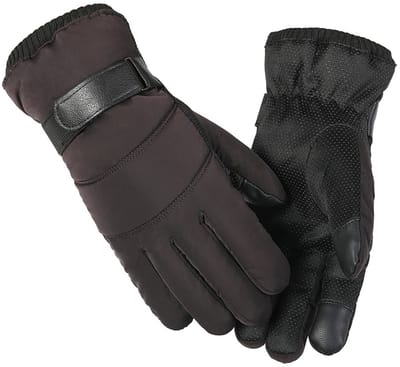 longziming Winterhandschoenen - Winddicht, Warm, Waterdicht - Touchscreen Fietshandschoenen voor Heren en Dames - Anti-Slip - Blijf warm -Fietsen - Heren Winter Handschoenen - Bruin