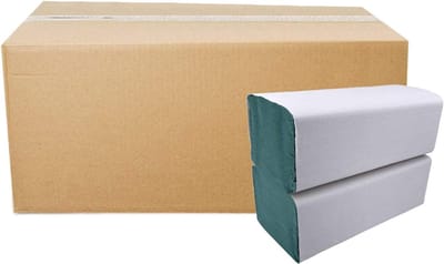 Vouwhanddoeken - Papieren handdoeken - Hygiënisch drogen - 100% recycling materiaal - 25 x 23 cm - Groen