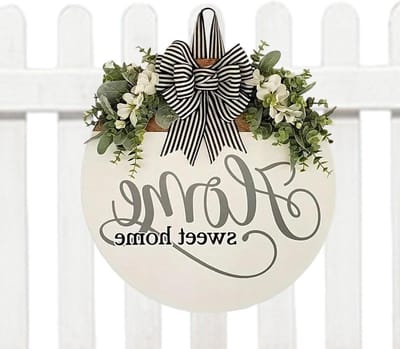 Decoratief Huisbord - Welkomstdecoratie Deur - Entree Verfraaien - Handgemaakt Hout - 30 cm Diameter - Veelkleurig