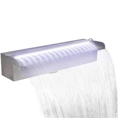 vidaXL - Zwembadwaterval - met - LED's - rechthoekig - 45 - cm - roestvrij - staal