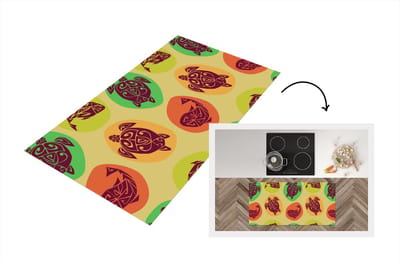 Keukenloper - Loper keuken - Schildpad - Vissen - Maori - Patroon - 120x60 cm - Keukenloper vinyl