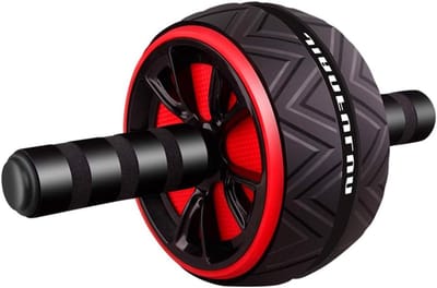 Buikwiel Fitness - Buikspierwiel Sport - Core Training - Inclusief Knielpad - 30cm Breed - Zwart Rood