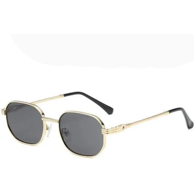 Nouveaux Lunettes de Soleil Carrées Rétro Tendance Monture Métal Unisexe Lunettes de Soleil Mode 012 gray