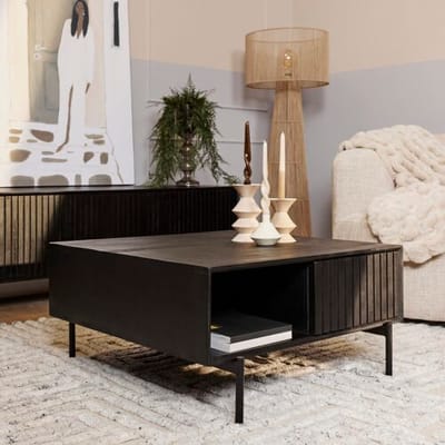 Salontafel Juul 80x80 cm - Salontafel industrieel - Salontafel zwart