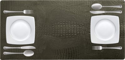 NOOBLU Tafelloper DUBL - Croco Olive green - Lengte: 85 cm, Aantal: 1 tafelloper