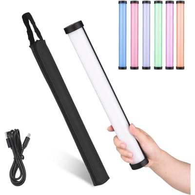 Bâton lumineux RGB 10 W, lampe de poche professionnelle pour photographie et vidéo, température bicolore noir