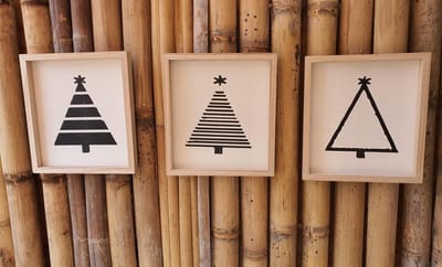 House of Seasons, Set van 3 , Wand decoratie kerst boom zwart 27x2,5x31cm