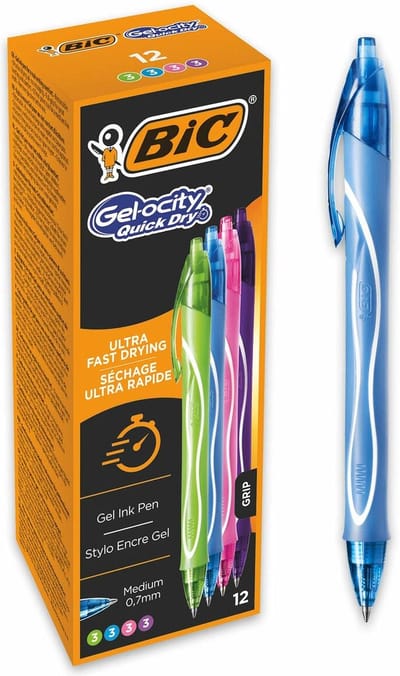 Gelpen Bic Gel-Ocity Quick Dry 4 Colours 12 Stuks