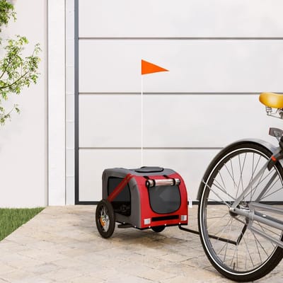 Hondenfietskar - Huisdier Aanhanger - Veilig Vervoer - Waterdicht Oxford Materiaal - Rood en Grijs