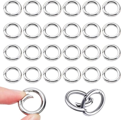 Ronde Carabiner Haken Set van 24 Stuks, 20mm Zink Legering, Ideaal voor Sleutelhangers, Tassen en Accessoires