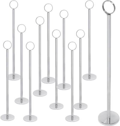 Plaatskaarthouder Set - Tafeldecoratie Kaarthouder - Feestelijke Tafelopstelling - Duurzame Staalconstructie - 30.5 cm Hoog - Chroom Zilver