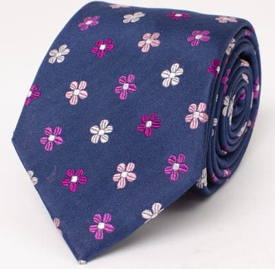 TRESANTI | BRON | Zijden stropdas met getekende bloemen | Roze