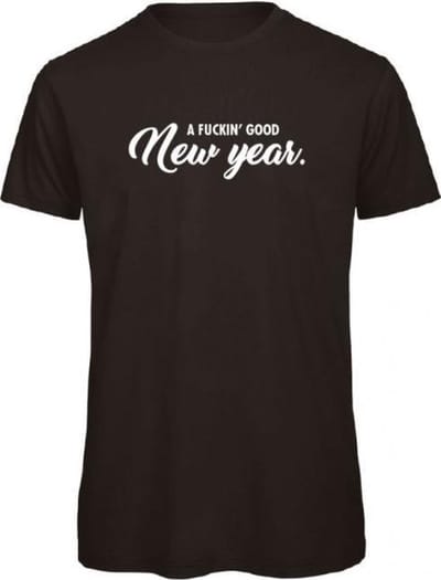 Foute kersttrui t-shirt zwart L - A fuckin' good new year - wit - soBAD. | Kleding | T-shirt unisex | T-shirt mannen | T-shirt dames | Kerst | Oud&nieuw | Nieuwjaar | glitter